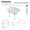 thumbnail image 6 of Kingston Brass LMS36M8SQ0ST Dreyden 36" Carrara Marble Console Sink with Stainless Steel Legs (8-Inch, 3-Hole), Carrara Marble White/Matte Black, 6 of 7