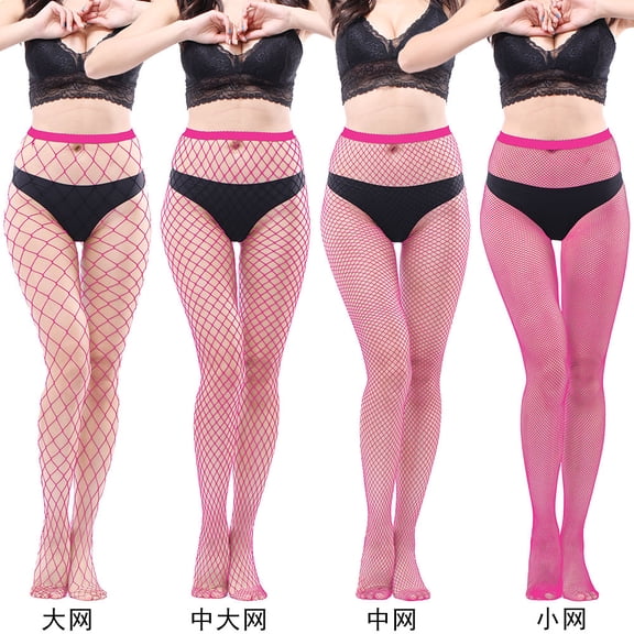 Namzi 4-Piece Rose Red High-Waist Fishing Net Tight Pantyhose