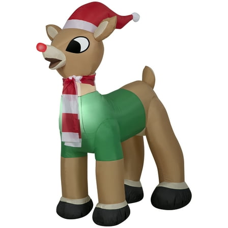 Gemmy Rudolf in Green Outfit 3.5 ft. Inflatable