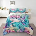 thumbnail image 2 of Erosebridal Cartoon Shark Comforter Sets Twin Size, Pink Rose Comforters & Duvets, Colorful Coral Reversible Duvet Insert, Lightweight Room Decoration, 2-Piece, 2 of 8