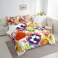thumbnail image 4 of Manfei Football Basketball Rugby 7pcs Bedding Comforter Set,Watercolor Splatter Ink Queen Bedding Sets,Boys Ball Game Queen Sheet Sets For Boys Kids,Luxury Bedroom Decor Reversible, 4 of 9