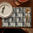 thumbnail image 4 of Brown Checkered Geometric and Floral Pattern Summer Placemats Table Placemats Set Of 6-Linen Kitchen Washable Placemats Table Mats 11.8"x17.7" Non-Slip Heat Resistant, 4 of 5
