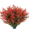 thumbnail image 1 of 8pcs-Fake Flower Rose Red 7 Fork Tip Leaf Spike Ormromra CZJJ-HQ6-1, 1 of 6