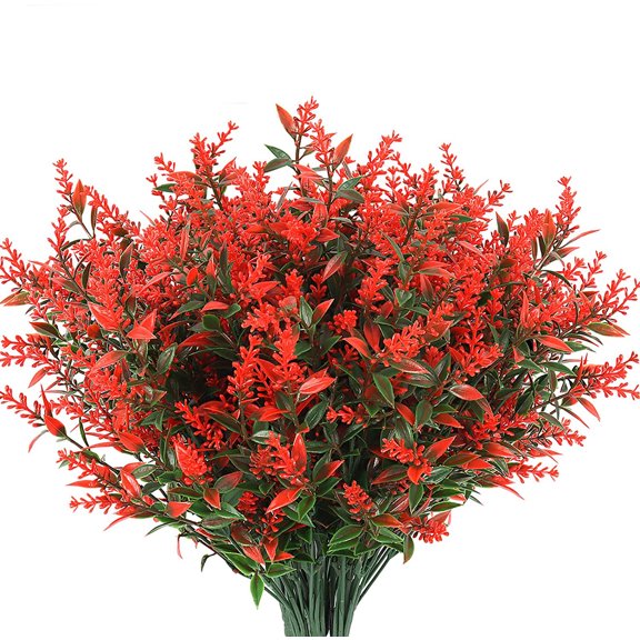 Heldig 8 Bundles Artificial Lavender Flowers Plants UV Resistant Faux Outdoor Plastic Greenery Shrubs Plants Hanging Planter Kitchen Home Wedding Office Garden DecorB