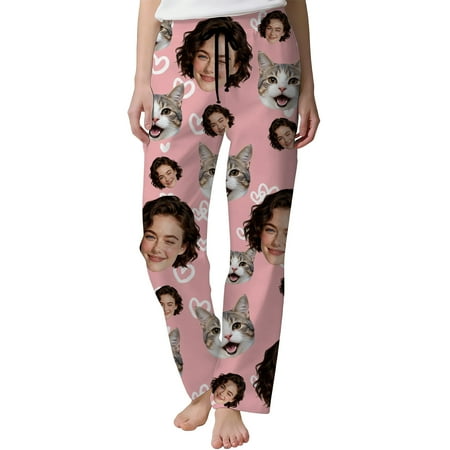 ZHOUCHANKIDS Valentine s Day DIY Print Women s Casual Pants Soft Elastic Waistband Comfortable Loose Fit Trousers for Home and Leisure Wear Pink L