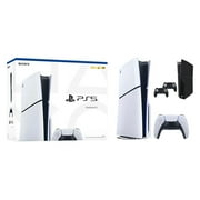 PlayStation 5 Slim Disc Version PS5 Gaming Console, AMD Ryzen Zen 8 Cores CPU 1TB PCIe Gen 4 NVNe SSD with Wireless Controller, Customized Full Body Skins - Phantom Black - PS5 Disc Slim