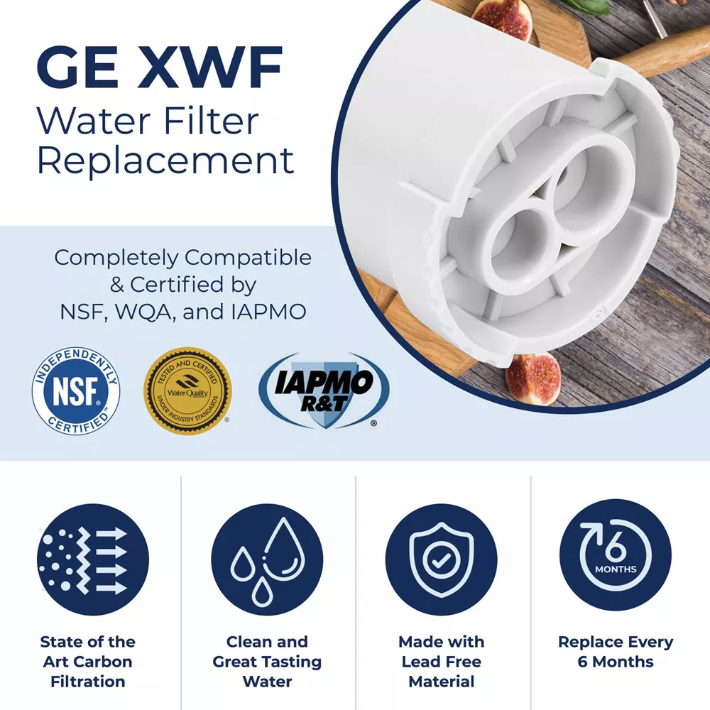 PureLine GE XWF Replacement Refrigerator Water Filter, Compatible with WR17X30702 (2 Pack)