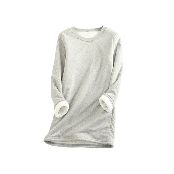 Ropa interior térmica de mujer portátil Color sólido reutilizable reemplazo de manga larga invierno otoño caliente mantenimiento camiseta de Prendas para la parte del cuerpo gris claro 5XL Minnieouse AP013396-48