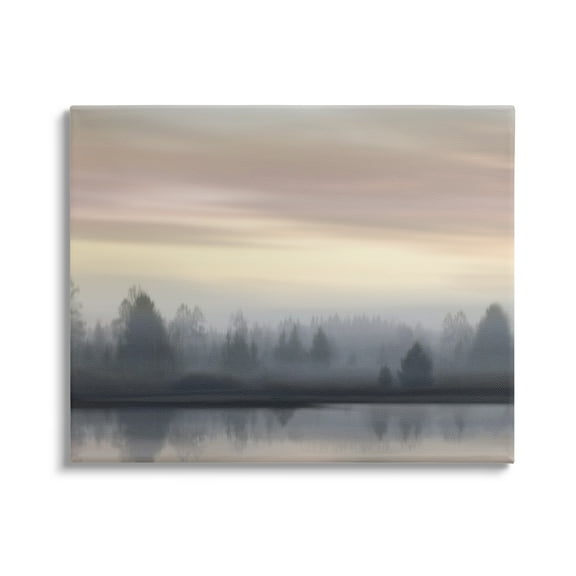 Stupell Industries Foggy Pond Reflection Nature Photography Gallery Wrapped Canvas Print Wall Art, 30 x 24