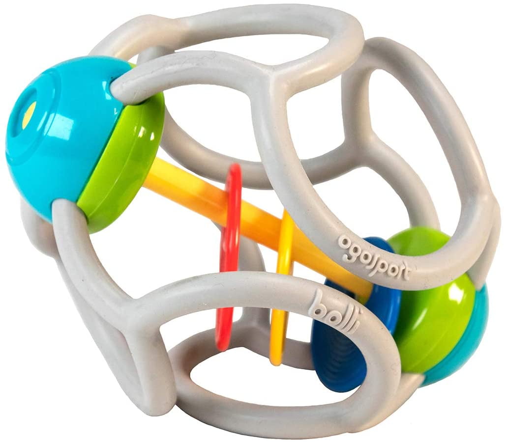 OgoBolli Squishy Rattle Ball Sensory Teether Toy for Babies Ages 6 Months and Up Made from
