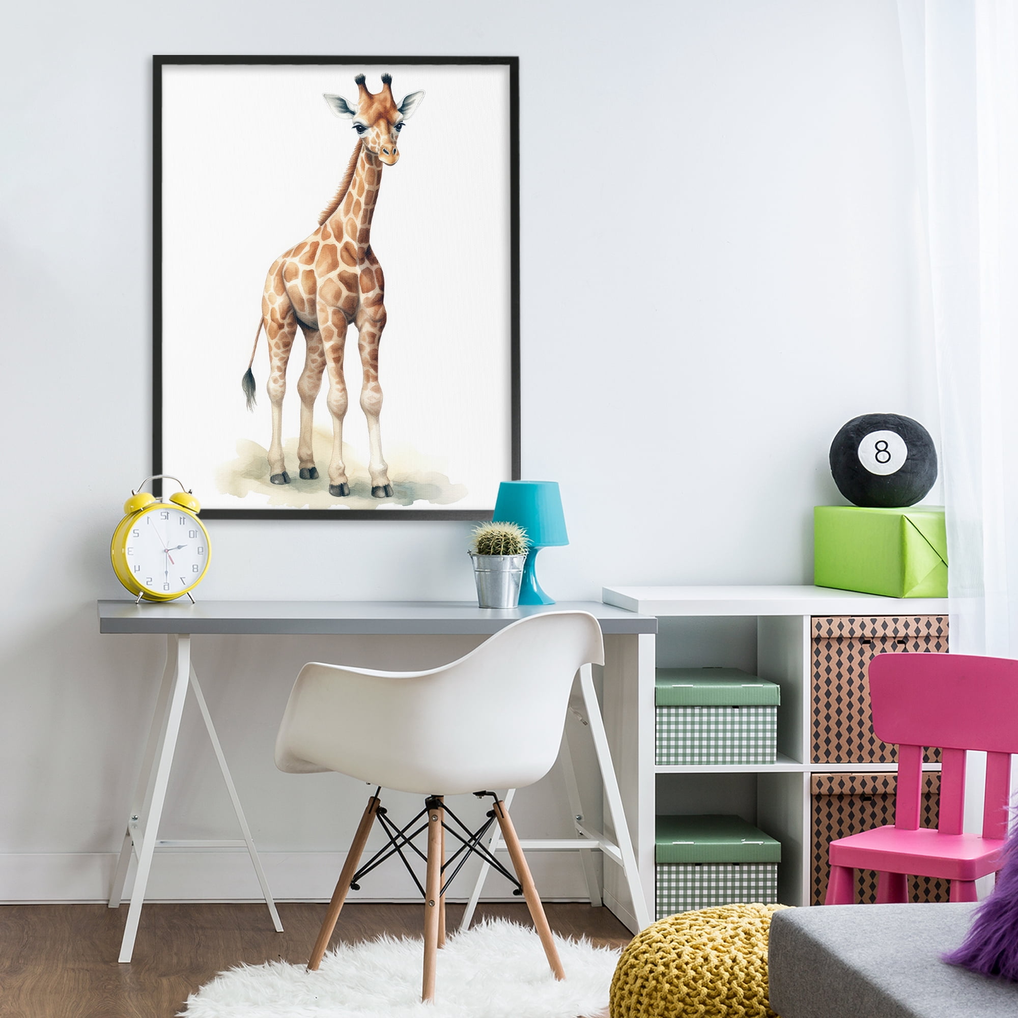 Stupell Industries Eloise Long Legs Giraffe Black Framed Giclee Art, design by Ray Powers