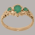 thumbnail image 3 of LBG British Made Classic Solid 10k Rose Gold Natural Emerald Womens Anniversary Ring - 33 size options - Size 5.25, 3 of 9