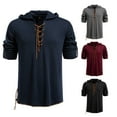 thumbnail image 4 of pstuiky Camisas para hombre de manga larga, Top informal con capucha y cordón de manga larga de color liso a la moda para hombre Tops de hombre xl, 4 of 9