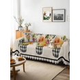 thumbnail image 3 of Farmhouse Flowers Couch Cover, Spring Watercolor Floral Leaf Black Plaid Sofa Cover Blanket for 2 Seat Cushion, Sectional Sofa Slipcover Furniture Protector for Living Room Bedroom 71''x102'', 3 of 9