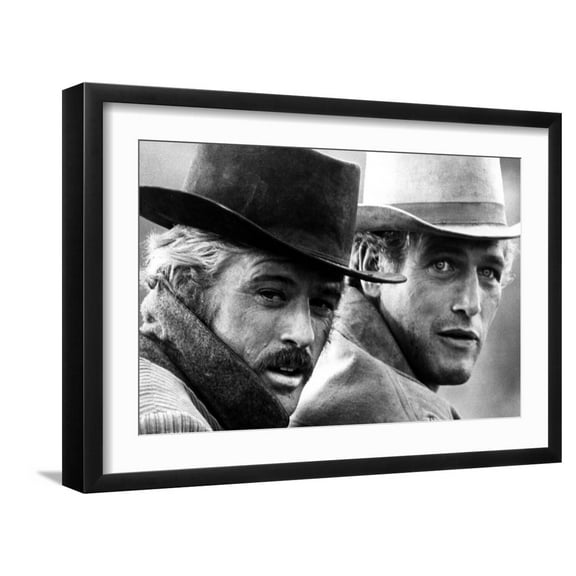 Art.com Butch Cassidy and the Sundance Kid, Robert Redford, Paul Newman, 1969 Premium Photographic Print, Black Frame Wall Art, 23" x 17"