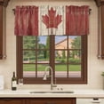 thumbnail image 6 of 2 Pack Valances for Window, Canada Short Curtains for Kitchen Bedroom Living Room, Red Maple Leaf Flag Vintage Farmhouse Wooden Grain Rod Pocket Small Window Treatment Valance Drapes 42 x 18 Inch, 6 of 8