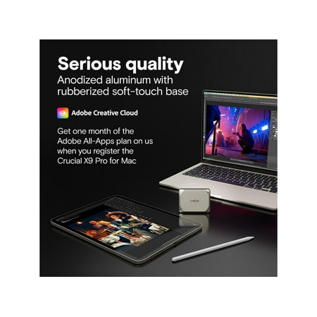 Crucial - X9 Pro for Mac 2TB External USB-C SSD - Starlight