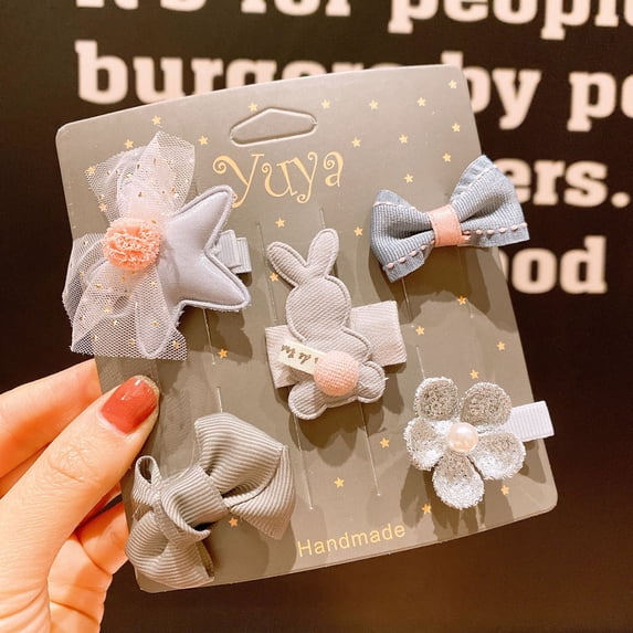 Baby Girls' Hair Clips Tiny 5PCS of Set Hair Pins Duckbill Barrette Children Hair Accessoires Jacquard Hairgrip for Girls