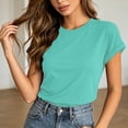 thumbnail image 2 of Trendfront Womens Short Sleeve Crewneck T Shirts Plain Solid Color Basic Tee Minimalist Slim Fit Sleeve Summer Casual Layering Tops, 2 of 4