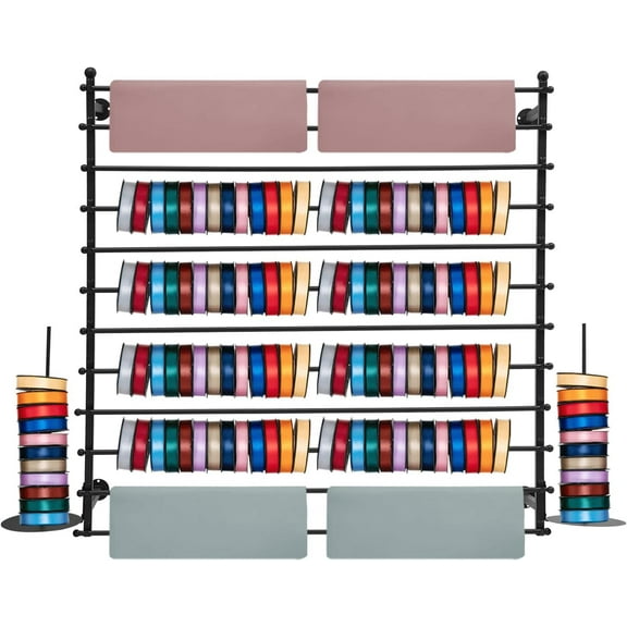 Ribbon Storage Organizer,12-Layer Wall Mounted Ribbon Display Rack,Wrapping Paper Rack, Metal Ribbon Storage for Craft Room,Flower Shop, Sewing Tool