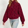 thumbnail image 4 of Erwazi Womens Sweatshirt Polka Dot Half Zip Collared Hooded Fleece Cropped Oversized Pullover Daily Casual Tops with Pocket, 4 of 9