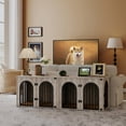 thumbnail image 3 of Hzuaneri 71" Dog Crate Furniture for 2 Dogs, Heavy Duty Wooden Kennel for Medium Large Dogs with Divider,Greige Black, 3 of 10