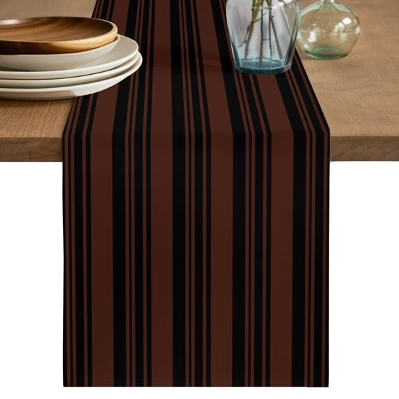 Table Runners 90 Inches Long Dress Scarves, Black Coffee Stripes Farmhouse Coffee/Dining/Kitchen Table Decor Table Runner for Living Room, Farmhouse Modern Striped 13x90 Inch