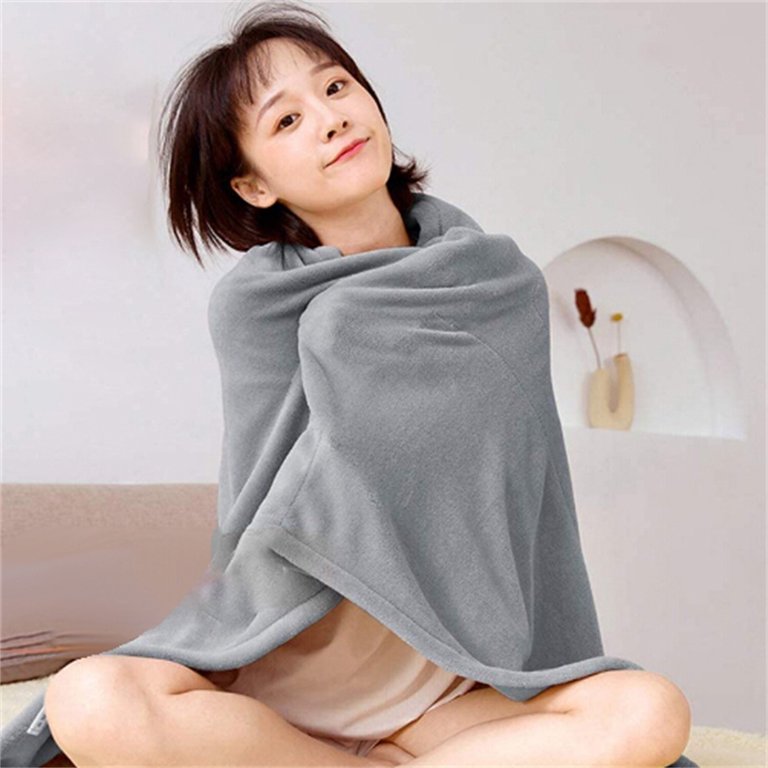 Portable USB Rechargeable Heated Electric Blanket Winter Warming Shawl Gray