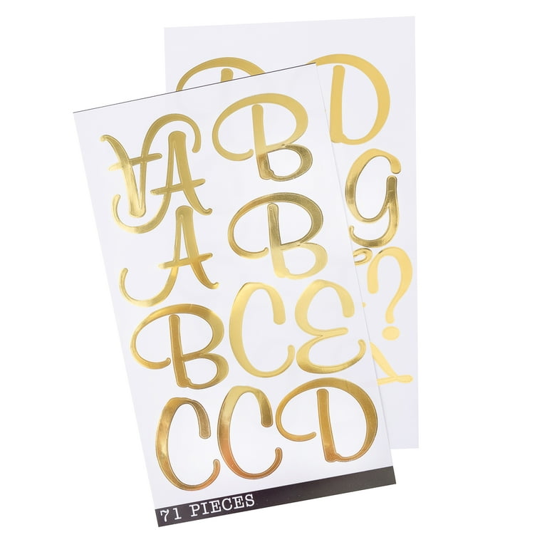 4 Sheets English Letters Sticker Scrapbook Sticker Diary Schedule DIY Font  Decals Accessaries Photo Album Decor(Golden Font, Golden Cursive Script,  Silver Font, Silver Cursive Script) 
