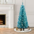 thumbnail image 3 of 4.5 ft Pre-Lit Teal Tinsel Artificial Tree, 3 of 7