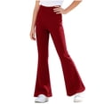 thumbnail image 3 of Mooqilaa Girls Flare Leggings Size 12-13 Years, Ribbed Knit Stretchy Casual High Waist Flare Pants Red, 3 of 7