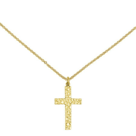 14kt Yellow Gold Nugget Style Cross Pendant