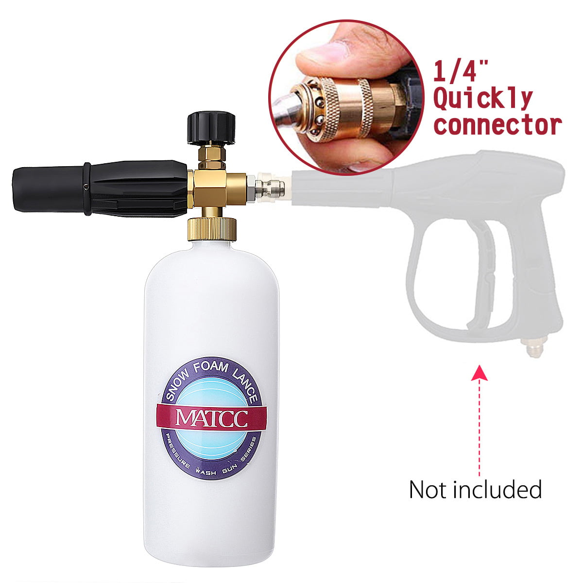 MATCC Adjustable Foam Cannon I 1/4 Quick Connector Pressure Washer Gun 1  Liter