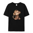 thumbnail image 7 of Cute Monkey Men's T Shirts Funny Animal T-Shirt for Men Crew Neck Tees Cotton Tops, Black, S, 7 of 7