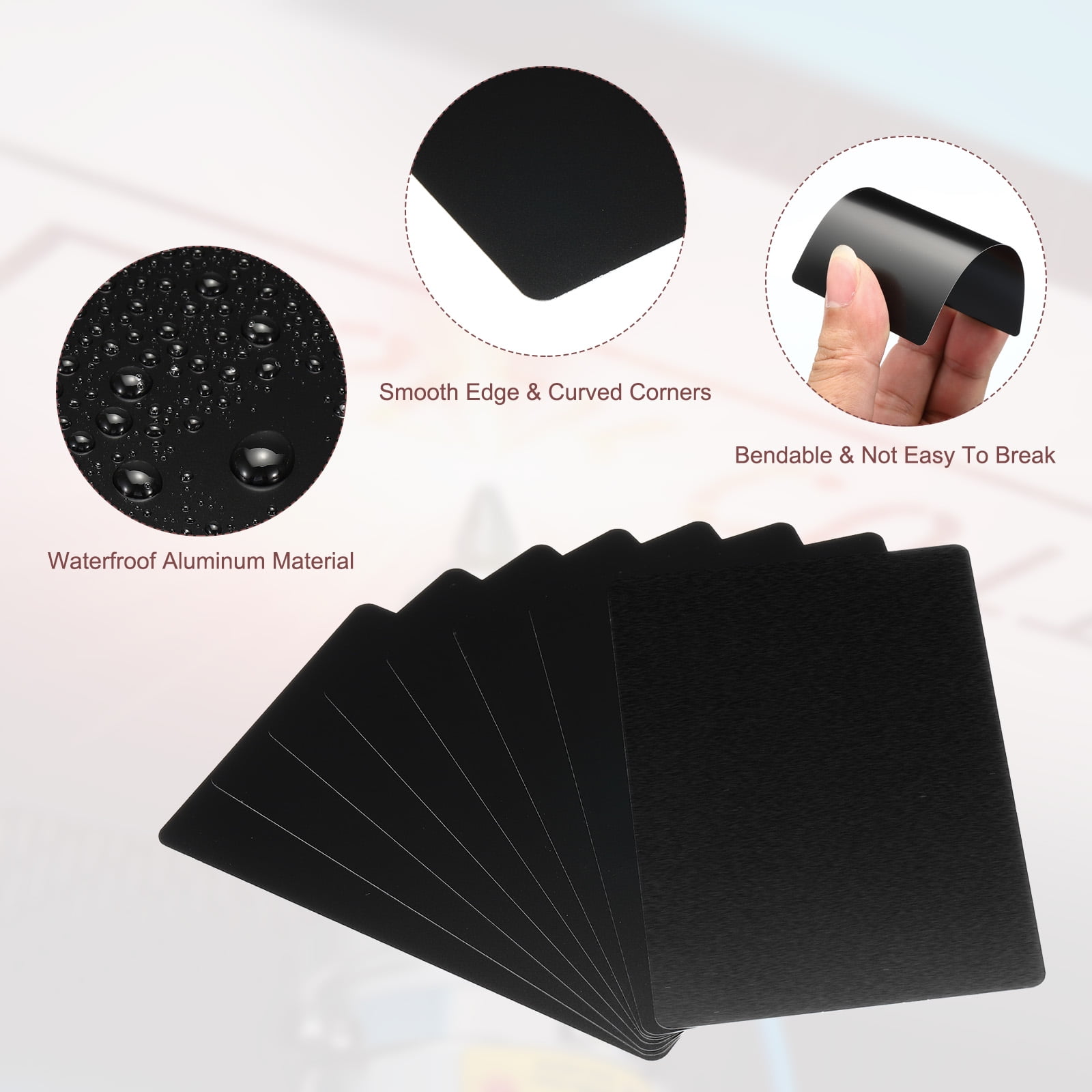 Unique Bargains Metal DIY Business Cards Blank Aluminum Laser Engrave Printable Name Card Matte Black