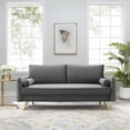 thumbnail image 2 of Sofa, Velvet, Grey Gray, Modern Contemporary Urban Design, Living Lounge Room Hotel Lobby Hospitality, 2 of 9