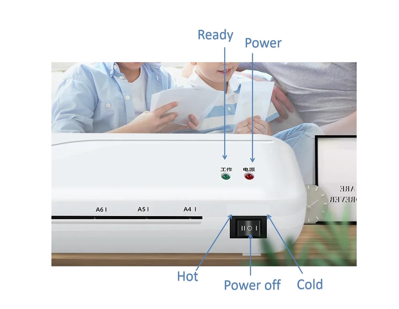 Office Hot And Cold Fast Warm-Up Roll Laminator Machine For A4 Paper Document Photo