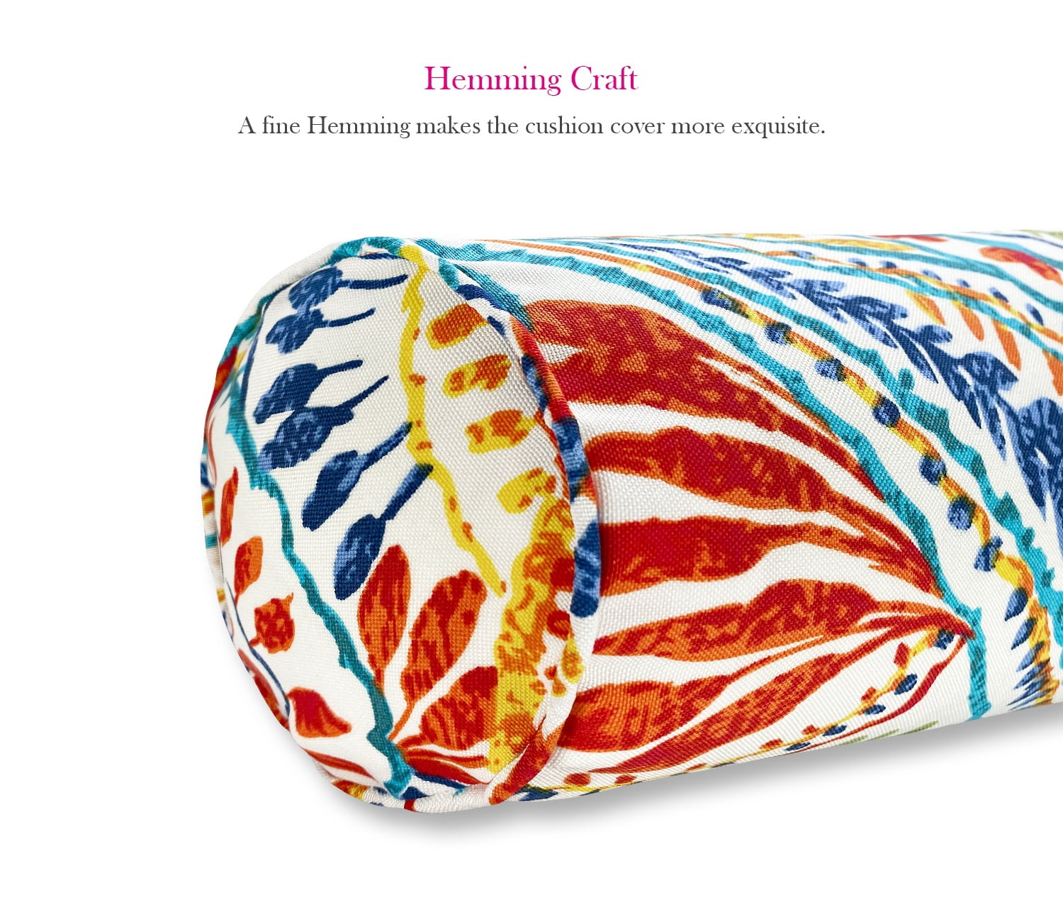 FBTS Prime 20x6 inch Round Red and Blue Paisley Indoor Outdoor Bolster Pillows with Inserts, 2 Per Pack