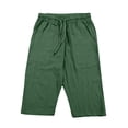 thumbnail image 4 of Migroa Mens Linen Capri Pants Casual Lightweight 3/4 Pants Loose Fit Elastic Waist Drawstring Big And Tall Summer Beach Yoga Shorts with Pockets Green Xl, 4 of 5