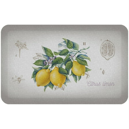 GelPro Designer Comfort Anti,Fatigue Botanical Lemon Floor Mat, 20" x 32", Grey Mist