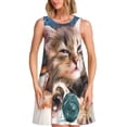 thumbnail image 1 of Balery Playful Cat Vestidos de verano para mujer con estampado: vestido holgado sin mangas, vestido playero informal y cómodo para días calurosos., 1 of 7