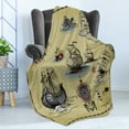 thumbnail image 4 of Compass Soft Flannel Fleece Blanket, Antique Old Plan Discovery Ship Pirate Wave Compass Navigation Geography Theme, Cozy Plush for Indoor and Outdoor Use, 50" x 60", Beige Red Grey, by Ambesonne, 4 of 5