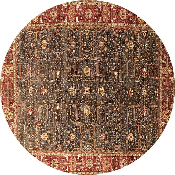 Ahgly Company Indoor Round Oriental Brown Industrial Area Rugs, 8' Round