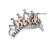 OMG International Bride Metallic Rose Gold Silver Tiara Hair Comb Crown Bridal Party Bachelorette