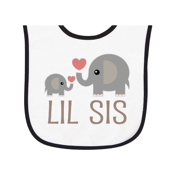 Inktastic Little Sister Elephant Baby Terry Cloth Bib