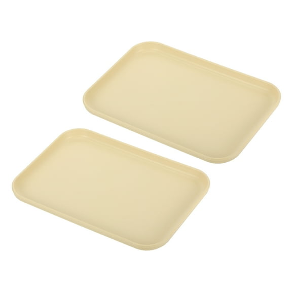 Uxcell 9x7" Fast Food Tray, 2 Pack PP Plastic Reusable Multi-Purpose Non-Slip Serving Tray Beige