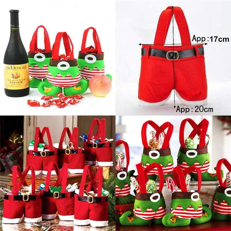 Santa Pants Christmas Candy Bags High Capacity Wine Stocking Bottle Gift Bag Xmas Decoration