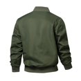 thumbnail image 3 of Timoontee Bomber Jackets for Men Casual Long Sleeve Stand Collar Cardigan Jacket Fall Workout Stylish Zipper Jacket Lightweight Solid Zip Pockets Jacket Army Green M, 3 of 3