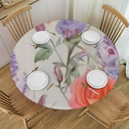 

Sheronv Roses Butterflies Round Table Cover Stain Resistant Washable Indoor Outdoor Tablecloth Kitchen Dining Wedding Parties 100% Polyester for Picnic Kitchen Farmhouse Tablecloths 42 -46