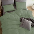 thumbnail image 2 of 1 Pcs Duvet Cover 100% Egyptian Cotton 1000 Thread Count with Zipper Closure & Corner Ties - Oversized Super King Size (120" x 98") Inch, Sage Solid, 2 of 5
